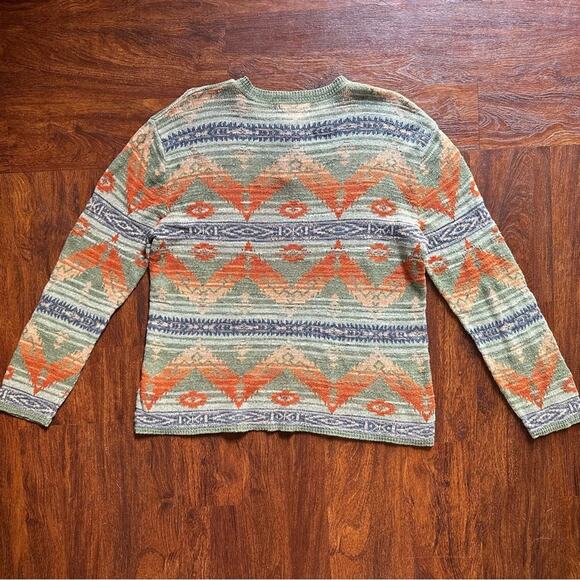 VTG Ralph Lauren Denim & Supply 90’s Multicoloured Aztec Henley Knit XL Jumper - Picture 2 of 6